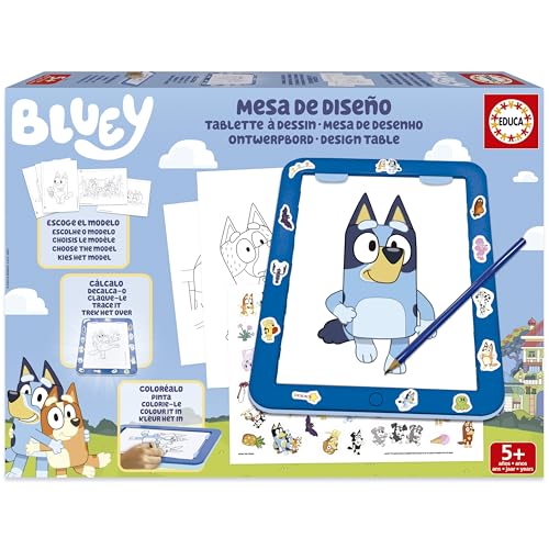 Educa Design Tisch. Gestalten, malen und dekorieren Sie mit dem neuen leuchtenden Zeichentablett von Bluey Mehr als 25 Verschiedene Modelle zum Zeichnen so oft Sie möchten. Ab 5 Jahren (20005), Varié von Educa