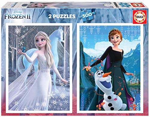 Educa - Die Eiskönigin 2, 2x500 Teile Puzzleset für Erwachsene und Kinder ab 11 Jahren, Frozen 2, Anna und ELSA, Disney (19016) von Educa