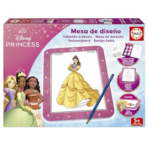 Educa - Disney Princess Design-Tisch. Kreieren, malen und dekorieren Sie mit dem neuen leuchtenden Zeichentablett! Mehr als 25 verschiedene Modelle zum Zeichnen so oft Sie möchten. Ab 5 Jahren (20006) von Educa