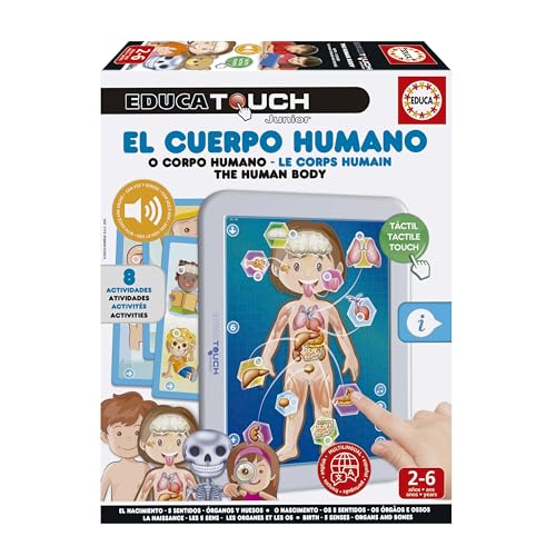 Educa EL Cuerpo Humano. Juego Educativo Electrónico Infantil. A partir de 2 años EducaTouch Junior. Der menschliche Körper. Elektronisches Lernspiel für Kinder. Ab 2 Jahren. 19174, bunt, One Size von Educa