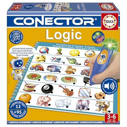 Educa Logic Connector | Lernspiel mit über 90 Fragen und Antworten. 12 Verschiedene Themen im Buchformat und Bleistift mit Licht und Klang. Empfohlen ab 3 Jahren (20393) von Educa