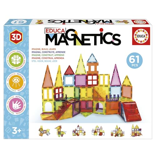 Educa - Magnetic | Magnetische Bausteine Kinder | 61-teiliges 3D-Baukasten-Set | STEM-Spielzeug | Einfach zu Verwenden & Sicher Kinder ab 3 Jahren (20024) von Educa