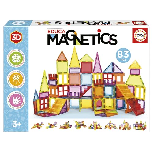 Educa - Magnetic | Magnetische Bausteine Kinder | 83-teiliges 3D-Baukasten-Set | STEM-Spielzeug | Einfach zu Verwenden & Sicher Kinder ab 3 Jahren Von 3 4 5 Jahren (20025) von Educa