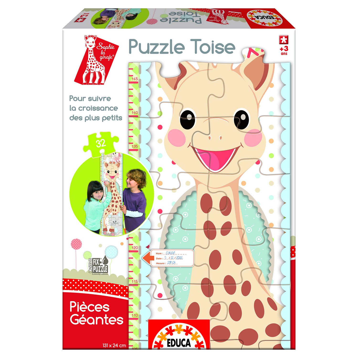 Educa Messlattenpuzzle mit 32 Riesenteilen: Sofie die Giraffe 32 Teile Puzzle Educa-15505 von Educa