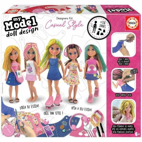 Educa 18368, My Model Doll Design Casual Puppe, DIY, Puppen selber Machen, Bastelset für Kinder ab 6 Jahren von Educa