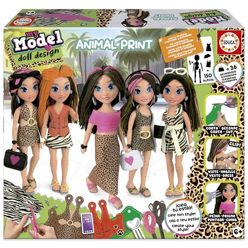 Educa - My Wild Print-Modell | Kreieren & gestalten Sie Ihre Puppe. Es umfasst über 150 Looks & über 40 Accessoires zur Personalisierung Ihrer Puppe. Geschenk für Jungen & Mädchen 6-8 Jahre (20098) von Educa