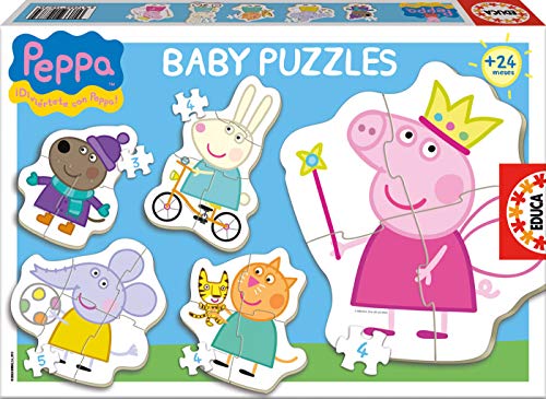 Educa - Peppa Wutz Puzzle für Kinder ab 2 Jahren | Baby Puzzleset mit 5 Puzzles für Kinder | Peppa Pig (15622) von Educa