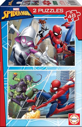 Educa - Puzzle 48 Teile für Kinder ab 4 Jahren | 2x48 Spider-Man Puzzle, Abwechslungsreich, Marvel, Puzzleset, Kinderpuzzle (18099) von Educa