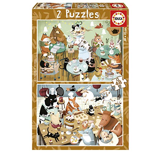 Educa - Puzzle 48 Teile für Kinder ab 4 Jahren | Waldgeschichten, 2x48 Teile Puzzle, Puzzleset für Kinder ab 4 Jahren, Kinderpuzzle, Tiere (19687) von Educa