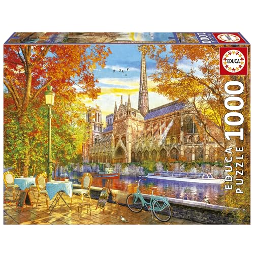 Educa - Puzzle von 1000 Teilen für Erwachsene | Herbst zu Notre Dame. Messen: 68 x 48 cm. Beinhaltet die puzzlekleber FixPuzzle. Seit 14 Jahren (19936) von Educa