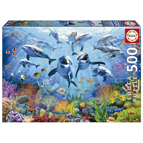 Educa - Puzzle von 500 Teilen für Erwachsene | Party am Meeresgrund. Messung: 48 x 34 cm. Beinhaltet die puzzlekleber FixPuzzle. Seit 11 Jahren (19901) von Educa