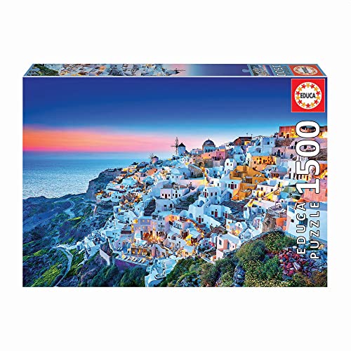 Educa - Puzzle 1500 Teile für Erwachsene | Santorini, 1500 Teile Puzzle für Erwachsene und Kinder ab 14 Jahren, Griechenland (19040) von Educa