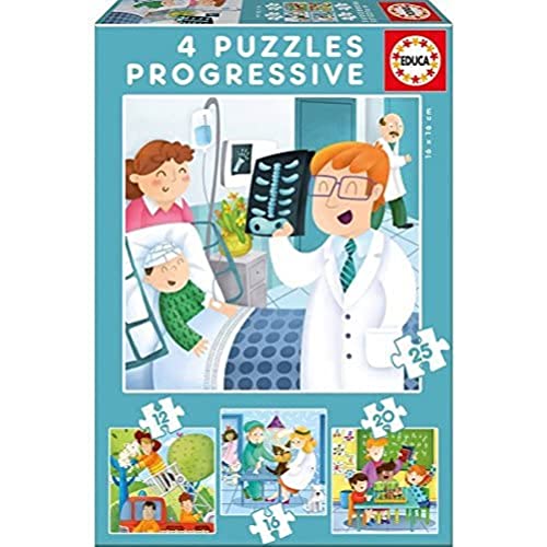 Educa - Traumberufe, 4-in-1 Puzzleset für Kinder ab 3 Jahren (17146) von Educa