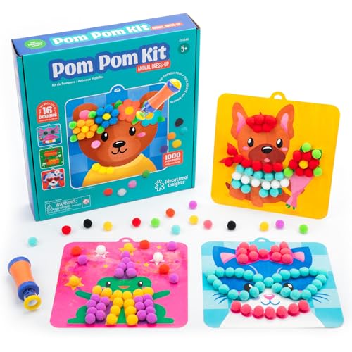 Learning Resources Pom-Pom-Kit, Spielzeug für 5-jährige Mädchen und Jungen, Bastelmaterial für Kinder, wiederverwendbares Set mit 16 Aktivitäten, über 1000 Teile von Educational Insights