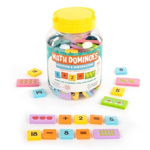 Learning Resources Mathe-Dominos - Addition & Subtraktion, ab 3 Jahren, Mathe-Spiele für Kinder, Zahlen, Rechenschritte und Bilder-Dominos, Mathe-Ressourcen, Domino-Spiel von Educational Insights