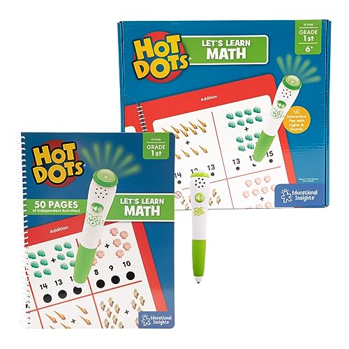 Learning Resources Hot Dots Wir wollen Mathematik Lernen!, Grundschule, Aktivitätsbuch u. interaktiver Stift mit sofortiger Rückmeldung, über 100 Aktivitäten, ab 6 Jahren von Educational Insights