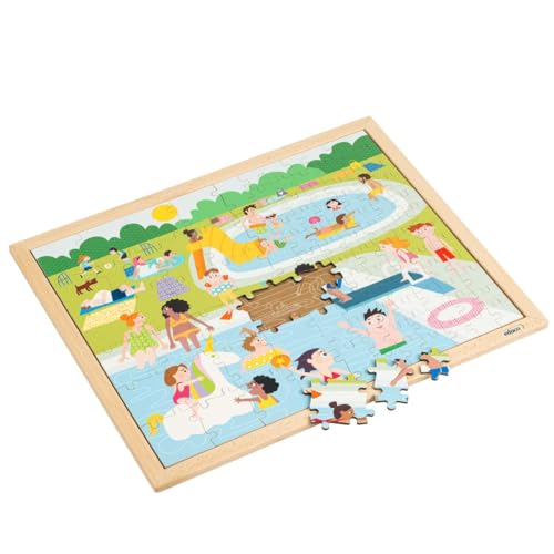 Holzpuzzle - Gemeinsam puzzeln - im Pool - Montessori-Spiel von Educo