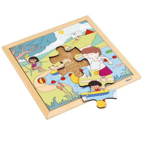 Holzpuzzle - Jahreszeiten-Puzzles - t - Montessori-Spiel von Educo