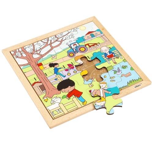Holzpuzzle - Jahreszeitenpuzzle - Frühling - Montessori-Spiel von Educo
