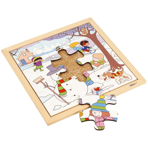 Holzpuzzle - Jahreszeitenpuzzle - Winter - Montessori-Spiel von Educo