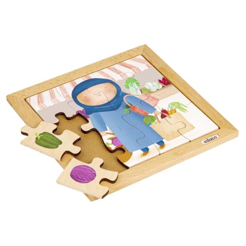 Holzpuzzle - Meine Einkaufstasche - Gemüse - Montessori-Spiel von Educo