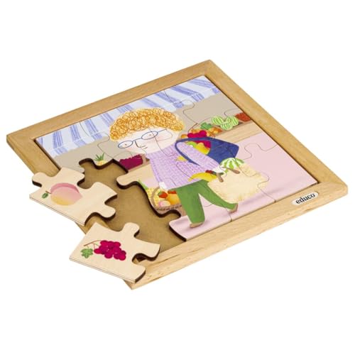 Holzpuzzle - Meine Einkaufstasche - Obst - Montessori-Spiel von Educo