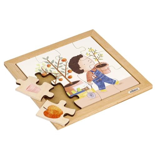 Holzpuzzle - Meine Einkaufstasche - der Garten - Montessori-Spiel von Educo