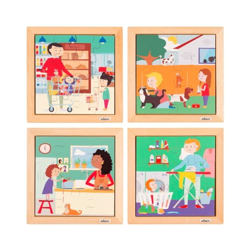Holzpuzzle - Puzzle für Kleinkinder - 4er-Set - Montessori-Spiel von Educo