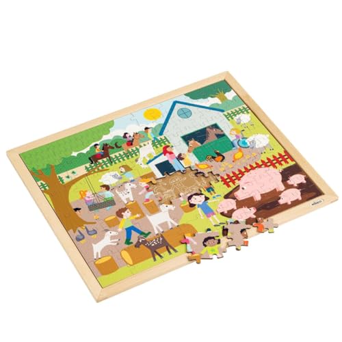 Holzpuzzle - Zusammen puzzeln - im Streichelzoo - Montessori-Spiel von Educo