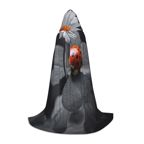 Edwal Marienkäfer-Umhang mit Gänseblümchen-Aufdruck, Unisex-Umhang, Hexen-Zauberer-Umhang, Vampirumhang für Halloween, Cosplay-Kostüme von Edwal