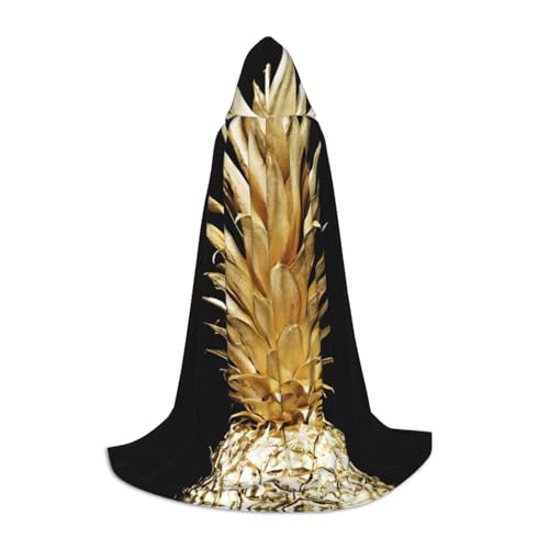 Edwal Umhang mit goldenem Ananas-Druck, Unisex, Hexen-Zauberer-Umhang, Vampirumhang für Halloween, Cosplay-Kostüme von Edwal