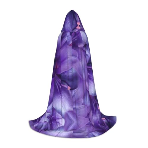 Edwal Umhang mit violettem Lilien-Blumendruck, Unisex, Hexen-Zauberer-Umhang, Vampirumhang für Halloween, Cosplay-Kostüme von Edwal