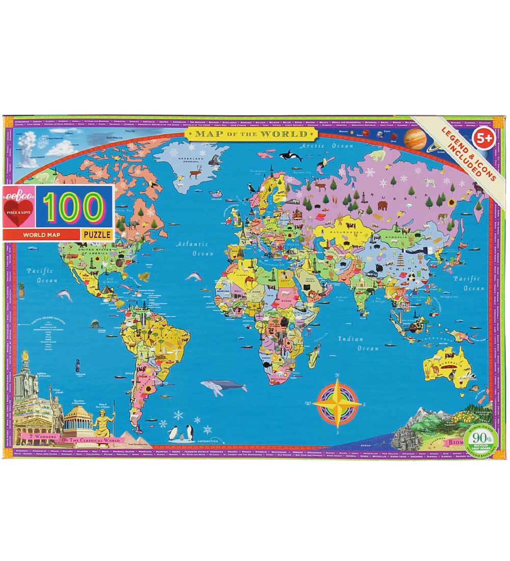 Eeboo Puzzlespiel - 100 Teile - Weltkarte - Eeboo - One Size - Puzzlespiele Eeboo Puzzlespiel - 100 Teile - Weltkarte - Eeboo - One Size - Puzzlespiele von Eeboo