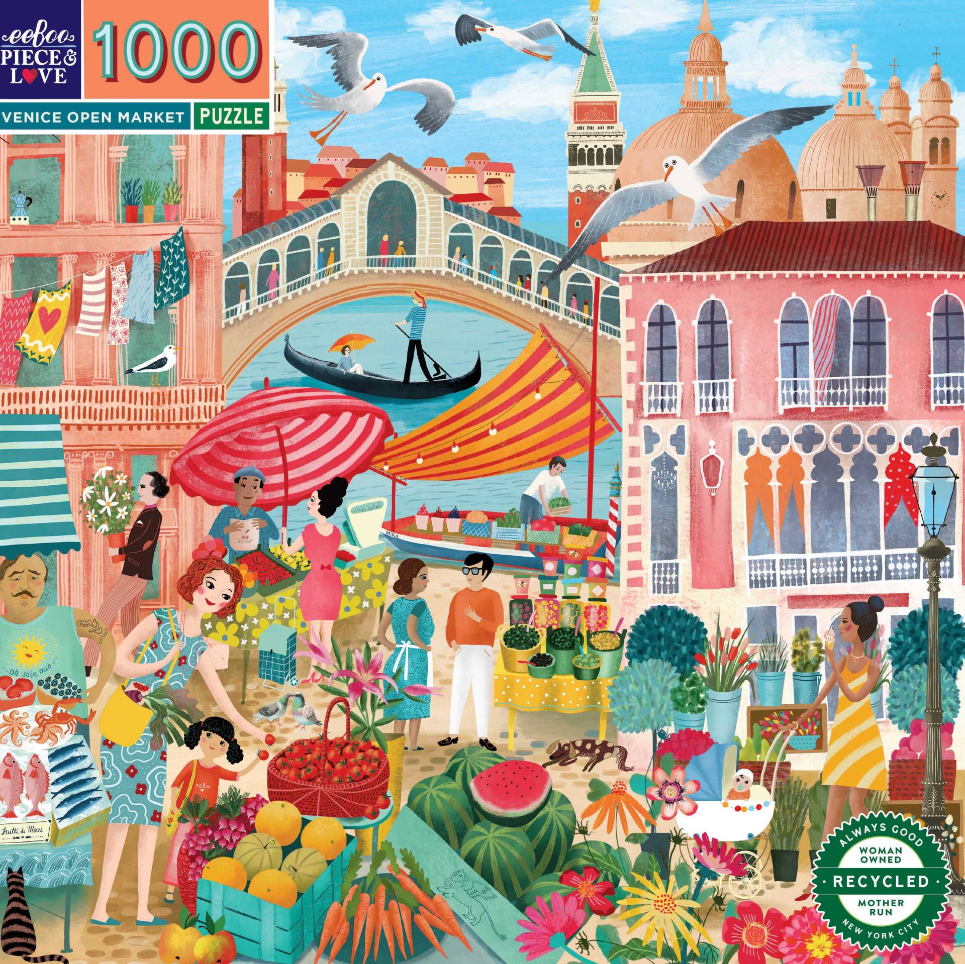 eeBoo Venice Open Market 1000 Teile Puzzle eeBoo-51108 von Eeboo