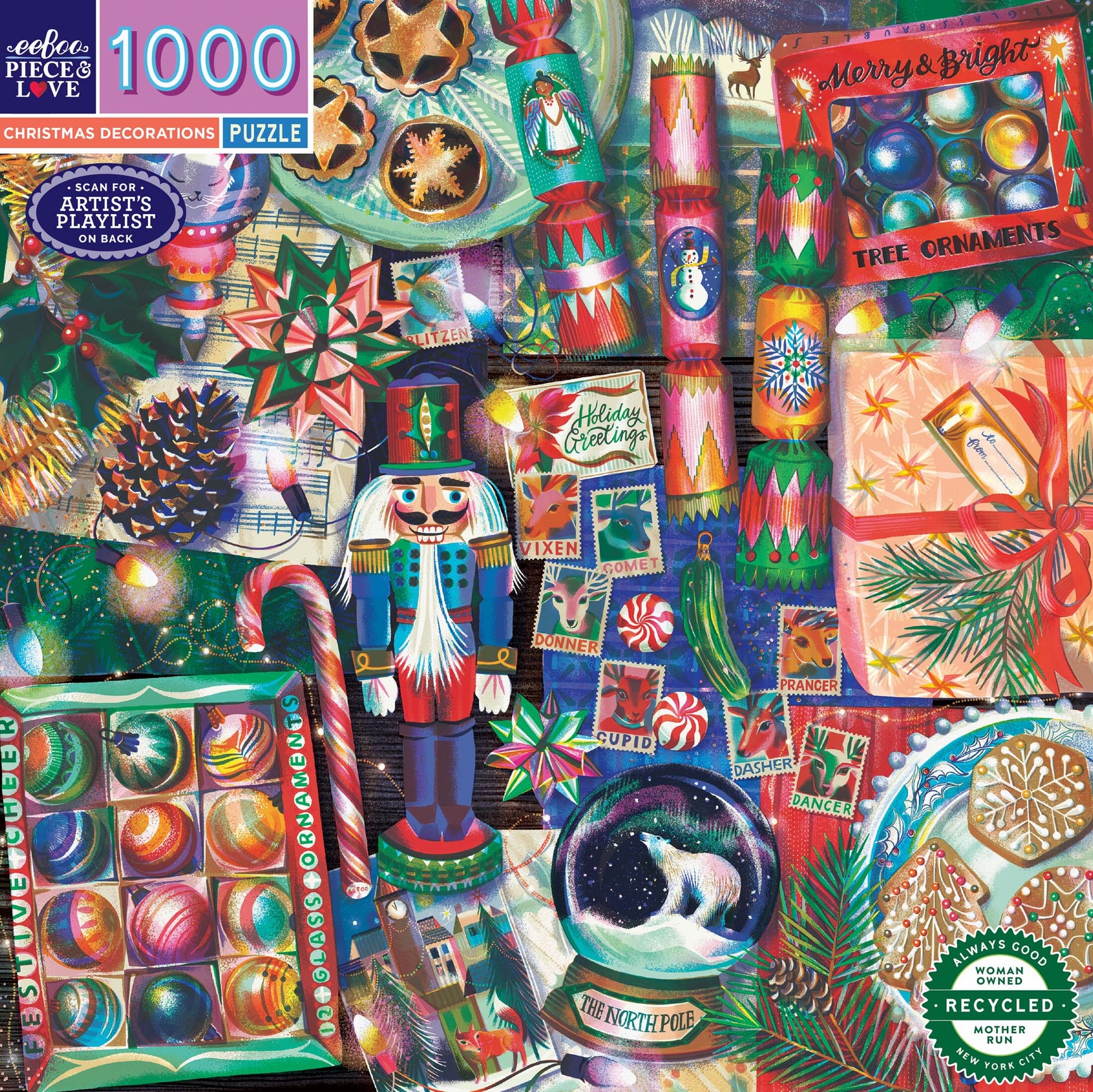 eeBoo Weihnachtsdekoration 1000 Teile Puzzle eeBoo-52096 von Eeboo