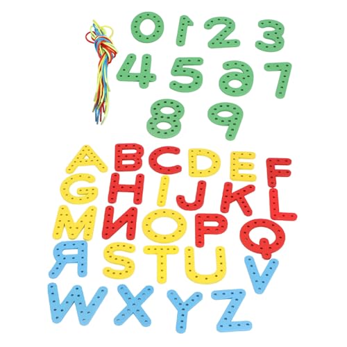 Schnür-Alphabet, Frühe Rechtschreibung, Buchstabenerkennung, Pädagogische Feinmotorik, Alphabet-Fädelspielzeug für und Mädchen von Eeneme