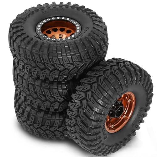 Eeuye 4 STÜCKE 1,9 Metall Beadlock-Reifen Claw Mud Terrain Radreifen für FCX10 für Axial SCX10 Pro SCX10 UTB18 TRX4 Kupferfarbe von Eeuye