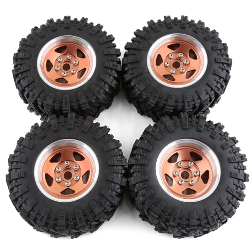 Eeuye 4 Stück 98 mm Metall 1,9 Beadlock-Felgengummireifensatz für 1/10 RC Crawler Car TRX4 D90 für Axial SCX10 II III Bronze von Eeuye