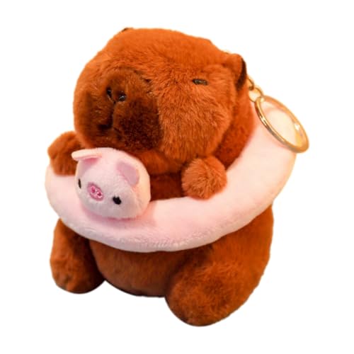 Eeuye Capybara Plüsch-Schlüsselanhänger, Süßes Tiergeschenk, Stofftier, Anhänger, Schweinchen, Schwimmring, 12 cm von Eeuye