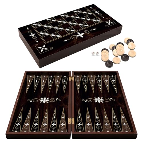 Backgammon – Backgammon Holz im eleganten Design – Backgammon Koffer für Tavla Spieler – Backgammon Holz Hochwertig als Reise Backgammon – Klassisches Brettspiel von Efcom