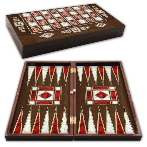 Backgammon – Backgammon Holz im eleganten Design – Backgammon Koffer für Tavla Spieler – Backgammon Holz Hochwertig als Reise Backgammon – Klassisches Brettspiel von Efcom