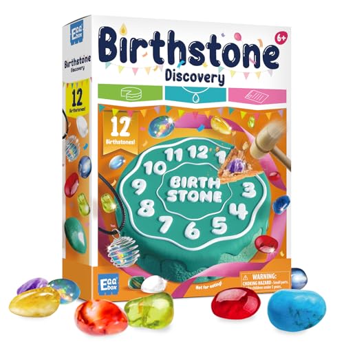 Edelsteine Ausgrabungsset für Kinder - Graben Sie zwölf Steine aus und Machen Sie Ihre eigene Halskette - Geschenk Mädchen Junge ab 6 7 8 9 10 11 12 Jahre von Eggbox