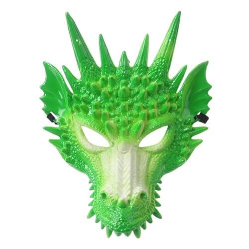 Eghunooye Drachenmaske Halloween Maskerade Masken Halbgesicht Cosplay Kostüm Erwachsene Halloween Cosplay Prop (Grün, Einheitsgröße) von Eghunooye