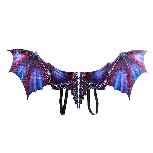 Eghunooye Erwachsene Drachenflügel Halloween Drachen Kostüm Vlies Drachenflügel Dress Up Flügel Zubehör Drachen Kostüm (Blau Lila, Einheitsgröße) von Eghunooye