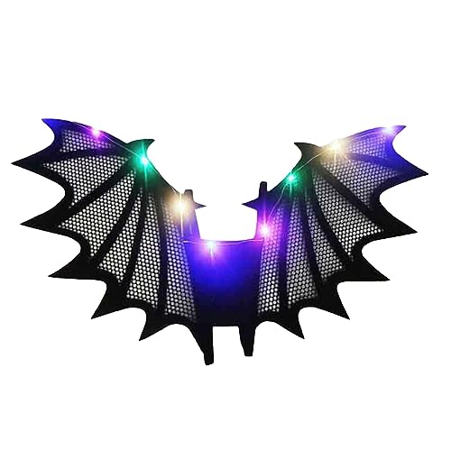 Eghunooye Halloween Fledermausflügel Kostüm LED Spinnenflügel Lichter Vampir Halloween Kostüm Party Cosplay Kostüm Zubehör (Schwarz 2, 32 cm x 42 cm) von Eghunooye