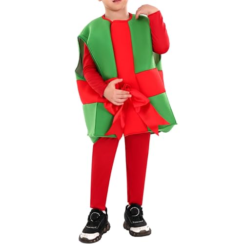 Eghunooye Kinder-Weihnachtsgeschenkboxen, Kostüme, lustiges Geschenk, Cosplay-Kostüm, Weihnachten, Cosplay, Verkleidung, Party-Outfits (Rot, L) von Eghunooye