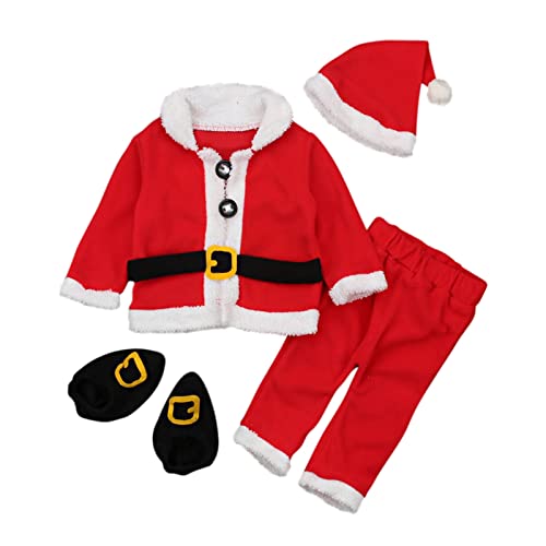 Eghunooye Weihnachtsmann-Kostüme für Babys, rote Plüschjacke, Hose, Mütze, Socken, Set, Weihnachtsmann-Kostüme, Rot / Weiß, 18–24 Monate von Eghunooye