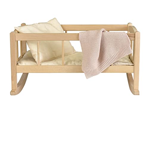 EGMONT TOYS Puppenwiege aus Holz mit Patchworkdecke, Puppenbett von Egmont