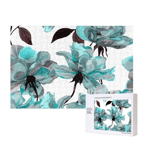 Blaue Blume Blumen Aquamarin Rosen Aquarell,300 Teile Holzpuzzle Familienspiel Puzzles für Erwachsene Teenager Heimdekoration Blaue Blume Blumen Aquamarin Rosen Aquarell,300 Teile Holzpuzzle Familienspiel Puzzles für Erwachsene Teenager Heimdekoration von EgoMed