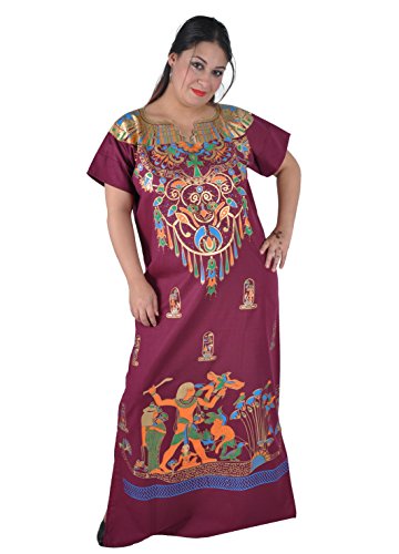 Cleopatra Pharao Kostüm Damen-Kaftan Faschingskostüm Karnevalskostüm Ägypterin, weinrot (L (44-46)) von Egypt Bazar